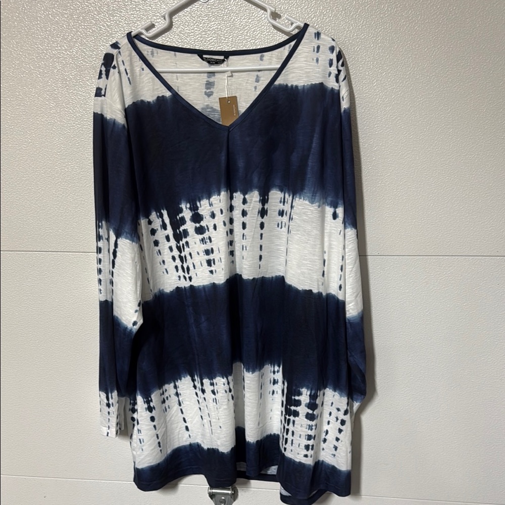 BloomChic Blue and White Relaxed Tunic Top